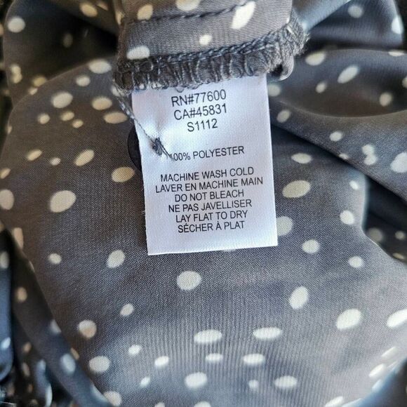 Saltwater luxe womens Sz S gray white polkadots bell sleeves blouse - Picture 8 of 8
